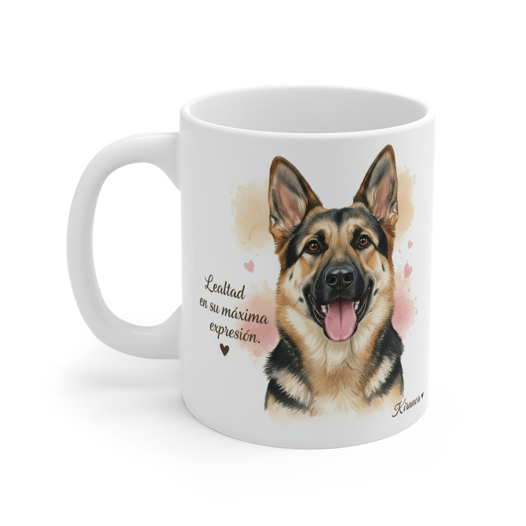Reverso de la taza Pastor Alemán con diseño impreso en ambas caras – Kiranoa