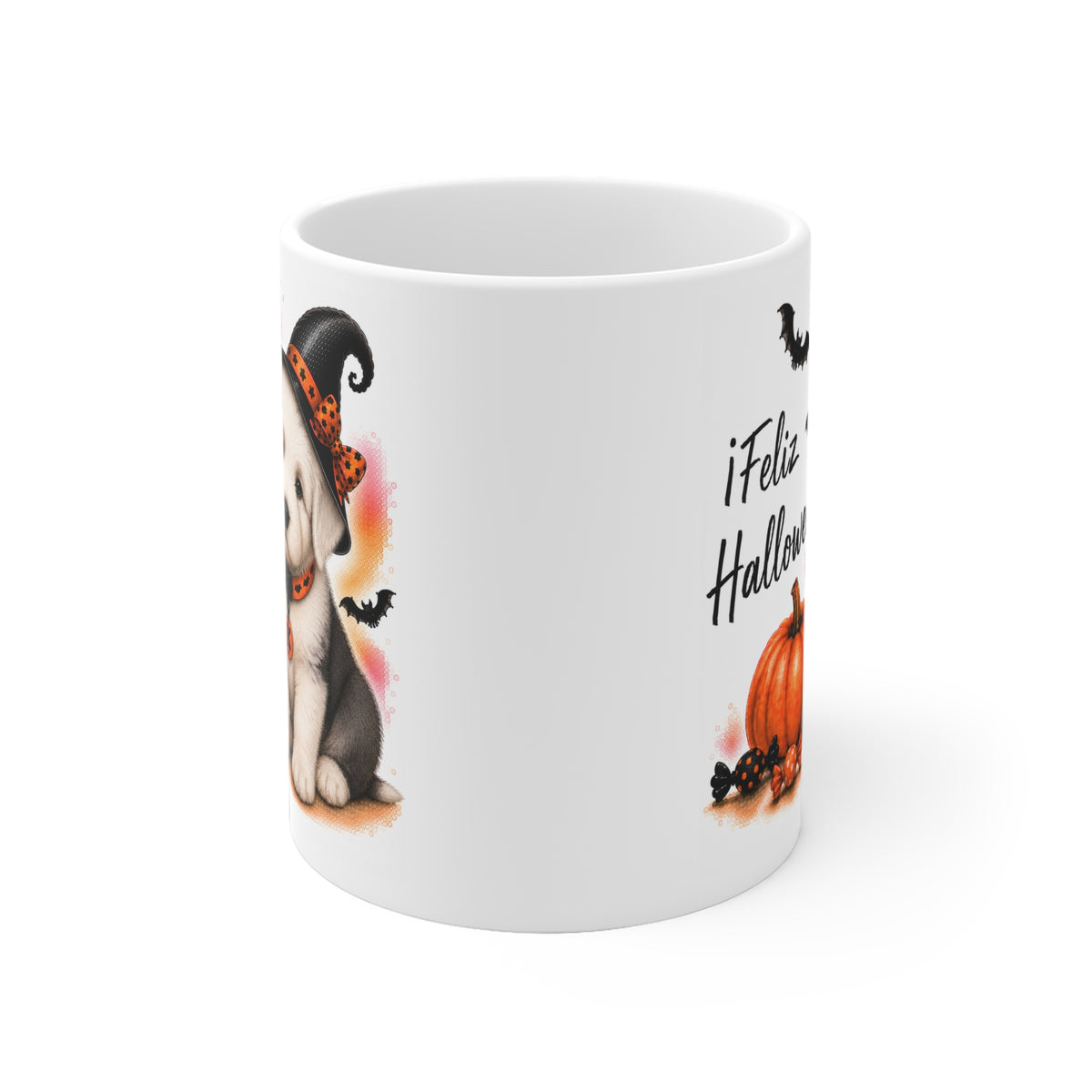 Taza cerámica Bobtail 325 ml edición Halloween vista lateral Kiranoa