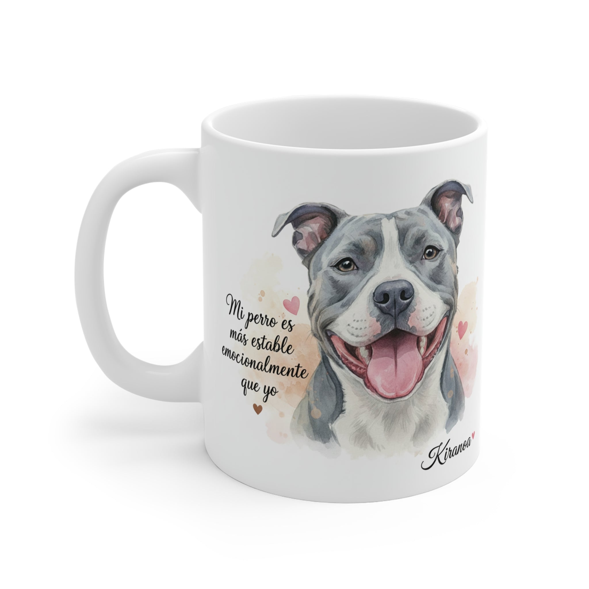 Taza cerámica Pit Bull con diseño impreso en ambas caras – vista trasera