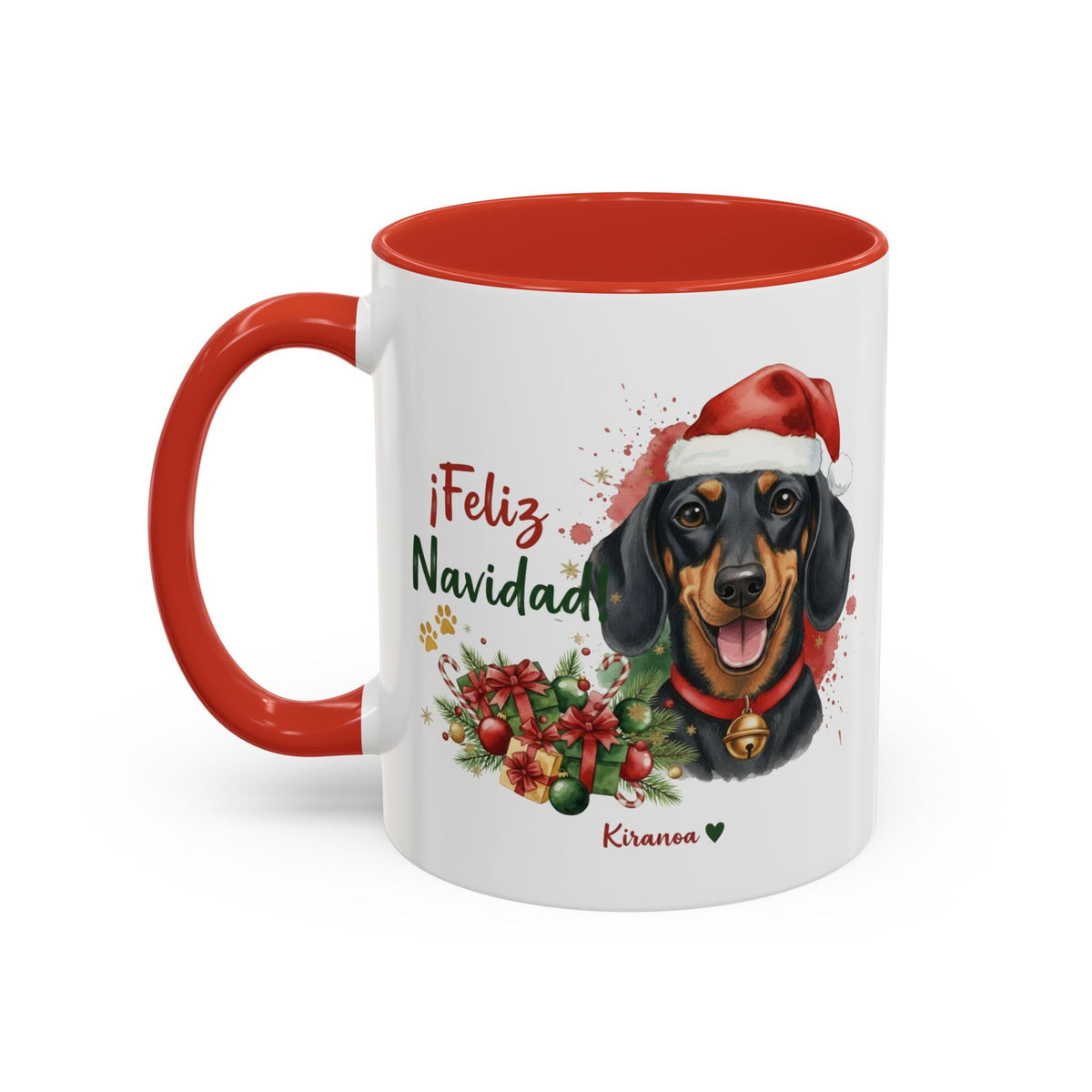 Taza Navideña Teckel Negro y Fuego | ¡Feliz Navidad!