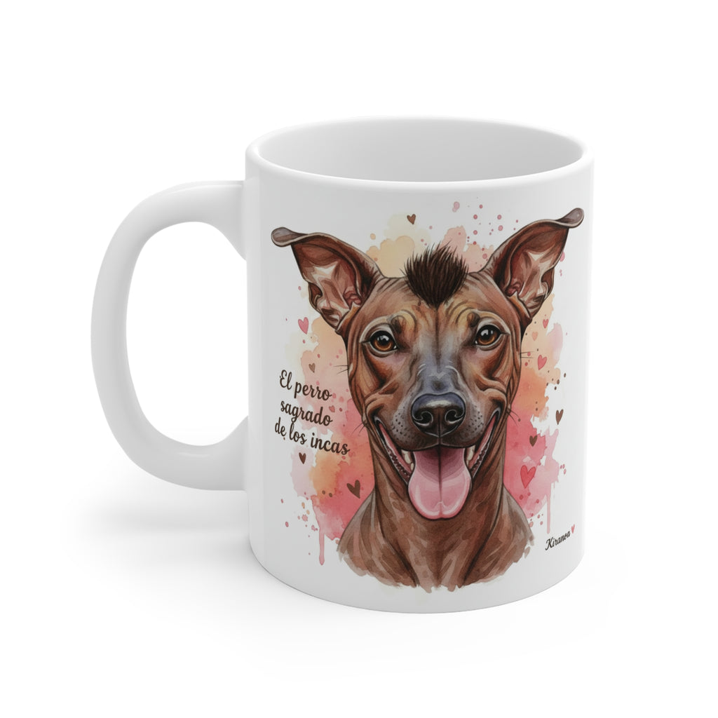 Taza cerámica Perro Sin Pelo del Perú con diseño impreso en ambas caras – vista trasera