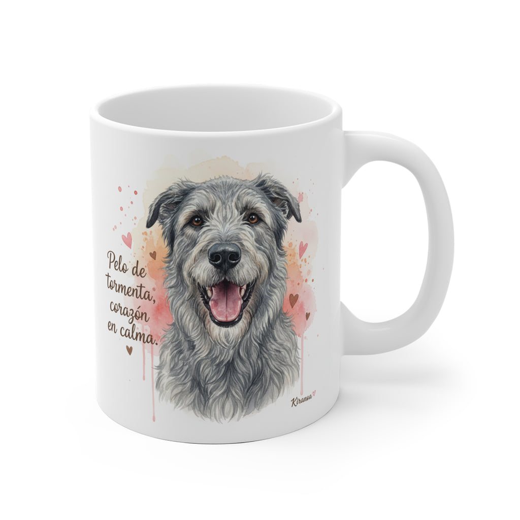 Taza Irish Wolfhound | Pelo de tormenta corazón en calma