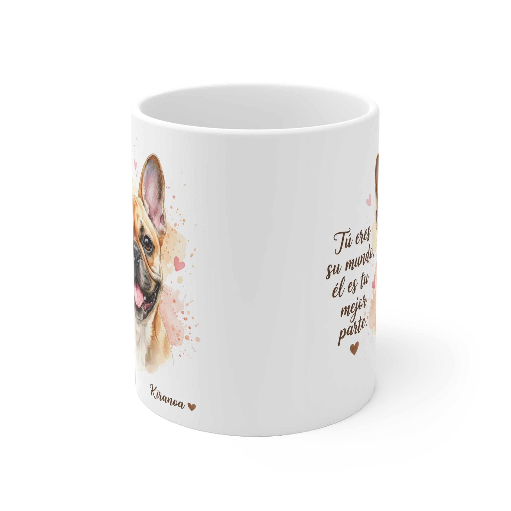 Taza Bulldog Francés vista lateral — cerámica 325 ml — Kiranoa