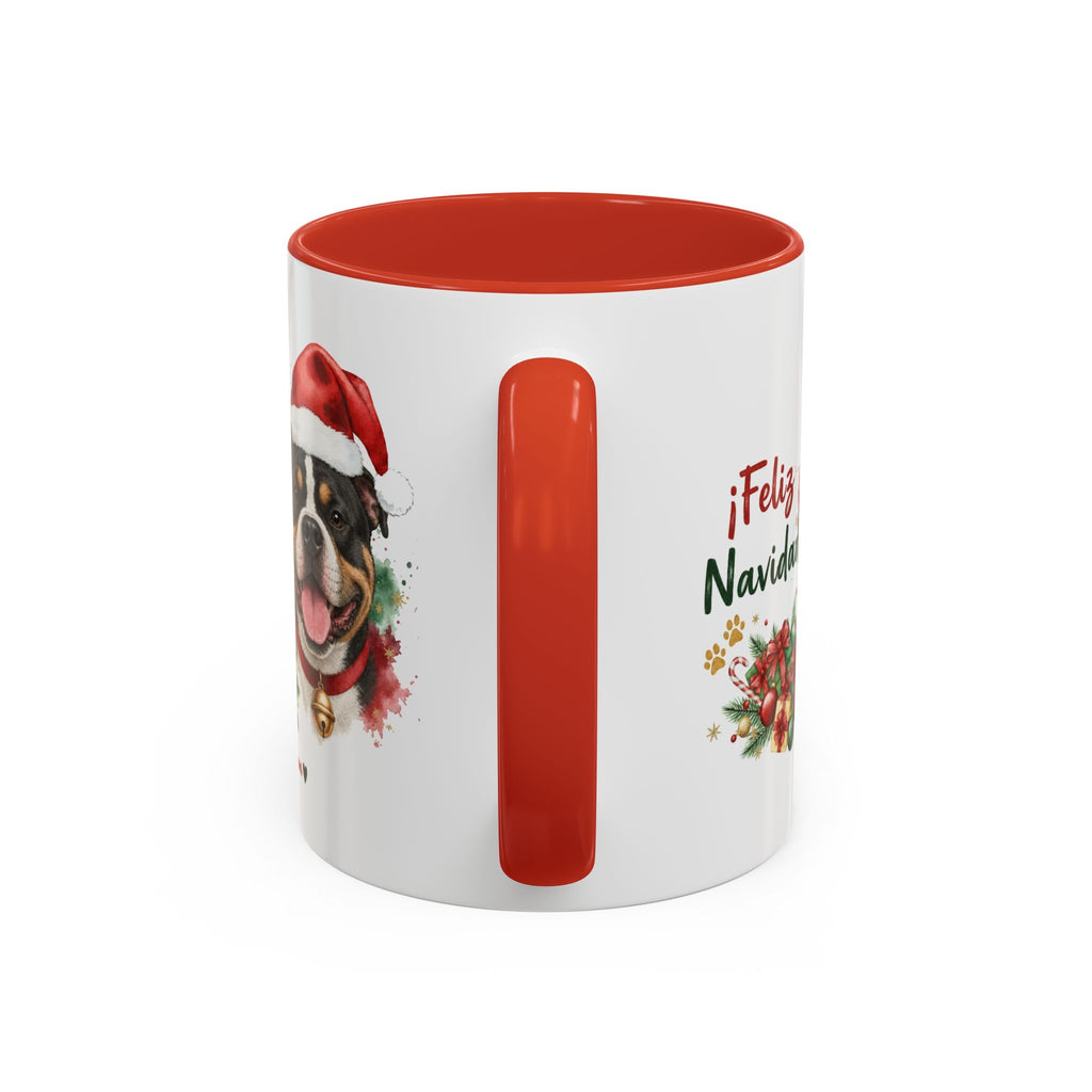 Taza Navideña American Bully Tricolor | ¡Feliz Navidad!