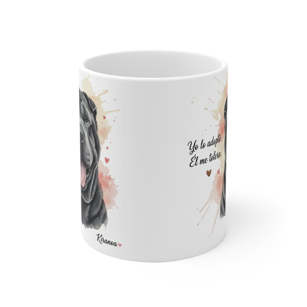 Taza cerámica Shar Pei Negro 325 ml – vista lateral