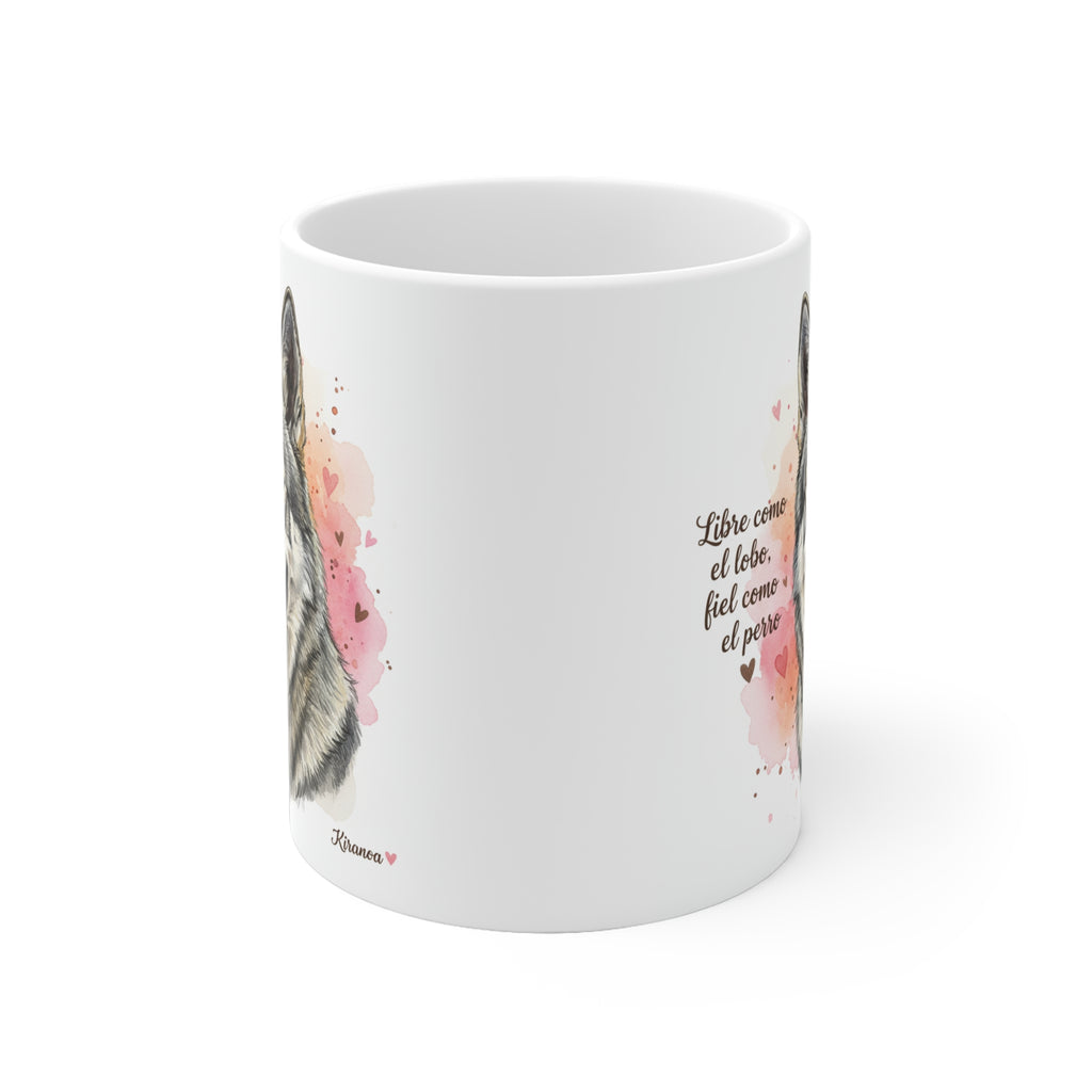 Taza cerámica Perro Lobo Checoslovaco 325 ml – vista lateral