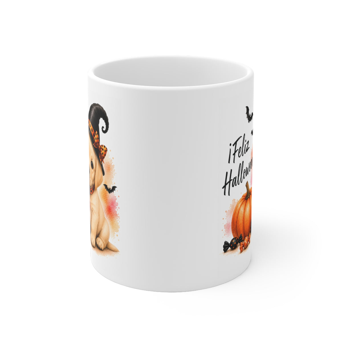 Taza cerámica Labrador 325 ml edición Halloween vista lateral Kiranoa