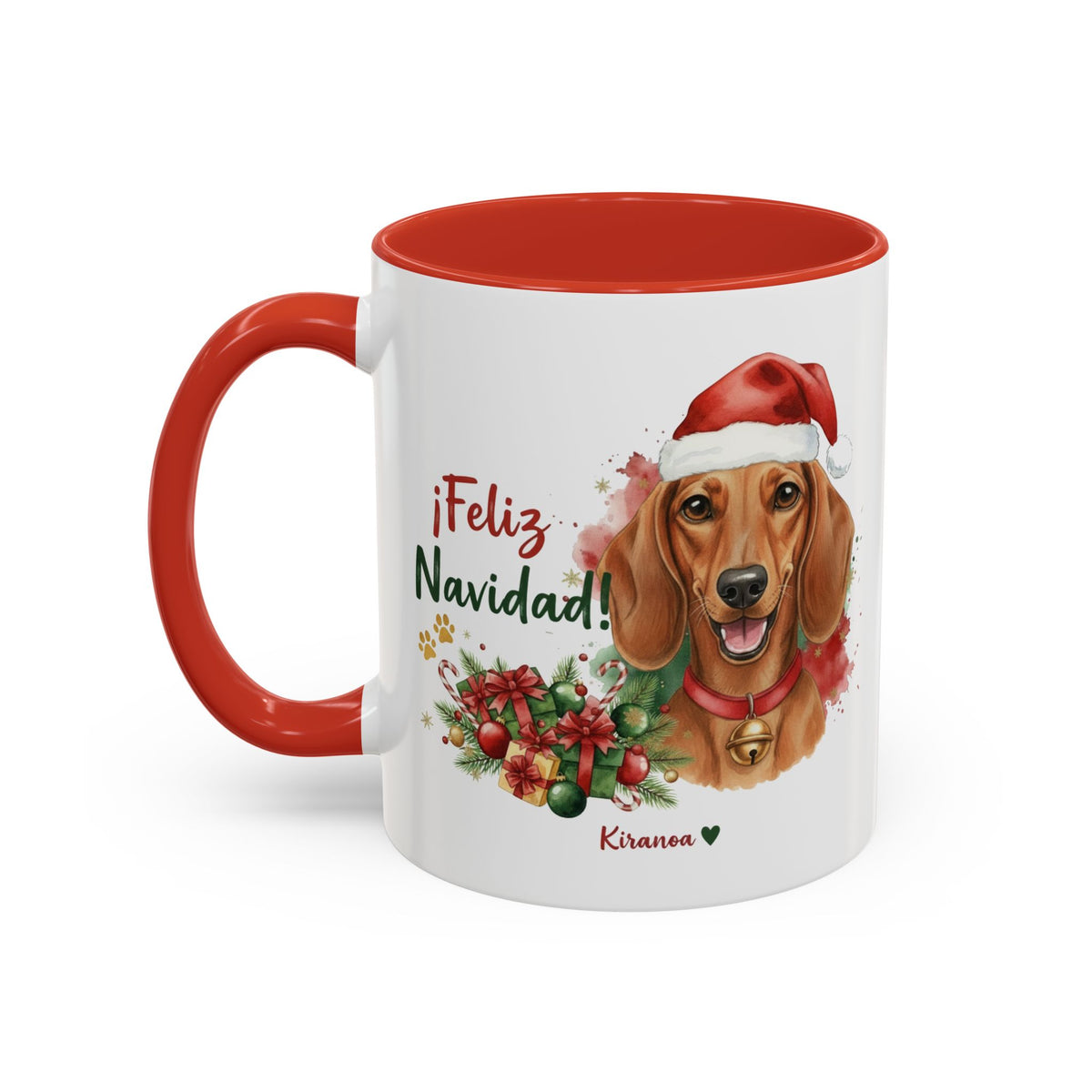Taza Navideña Teckel Rojo | ¡Feliz Navidad!
