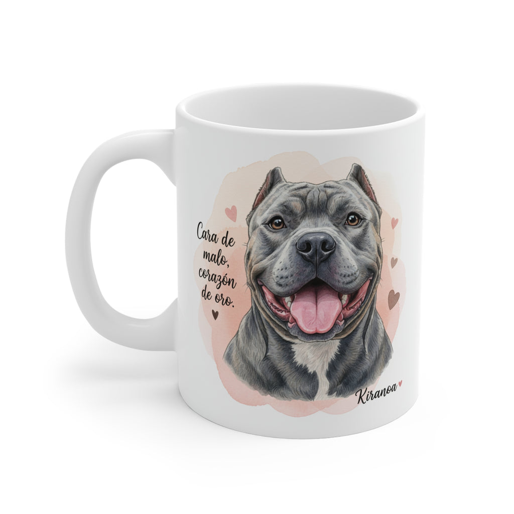 Taza de cerámica con diseño impreso parte trasera de un American Bully