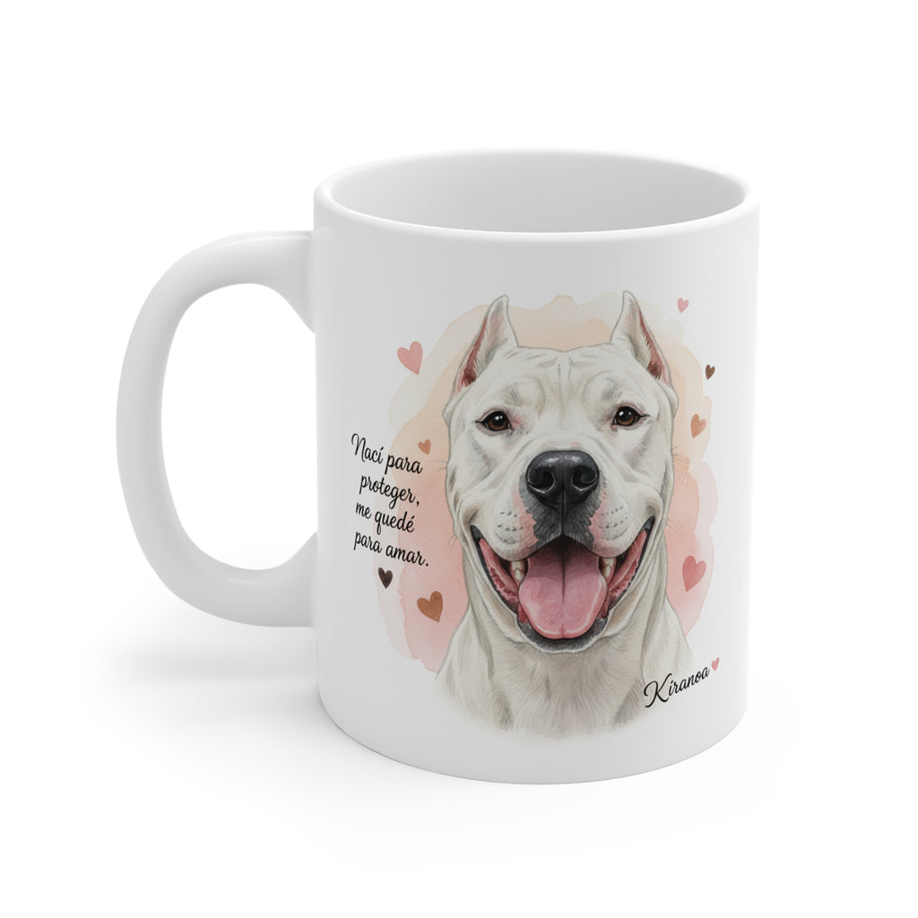Taza Dogo Argentino cara trasera — diseño impreso en ambas caras — Kiranoa