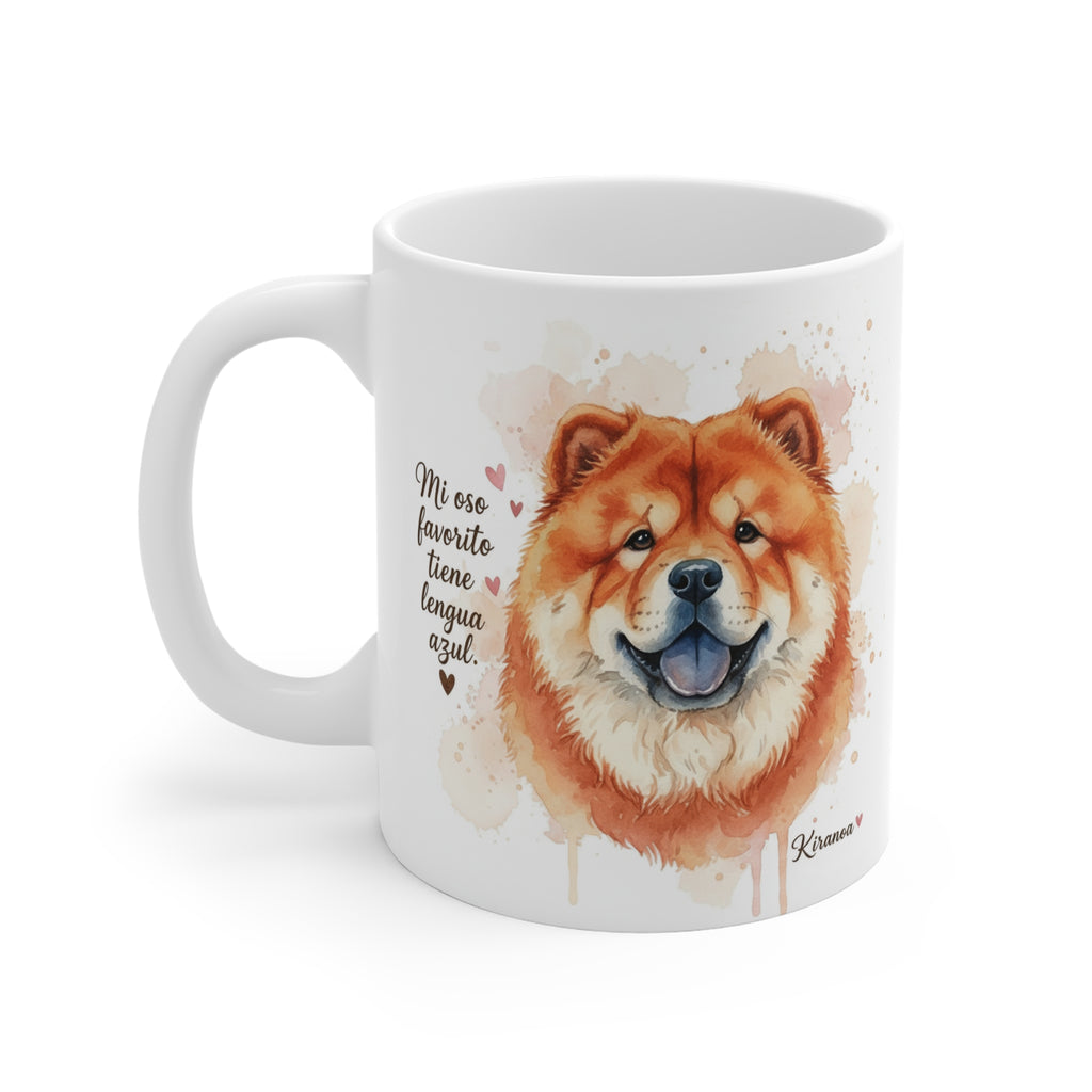 Taza cerámica Chow Chow con diseño impreso en ambas caras – vista trasera