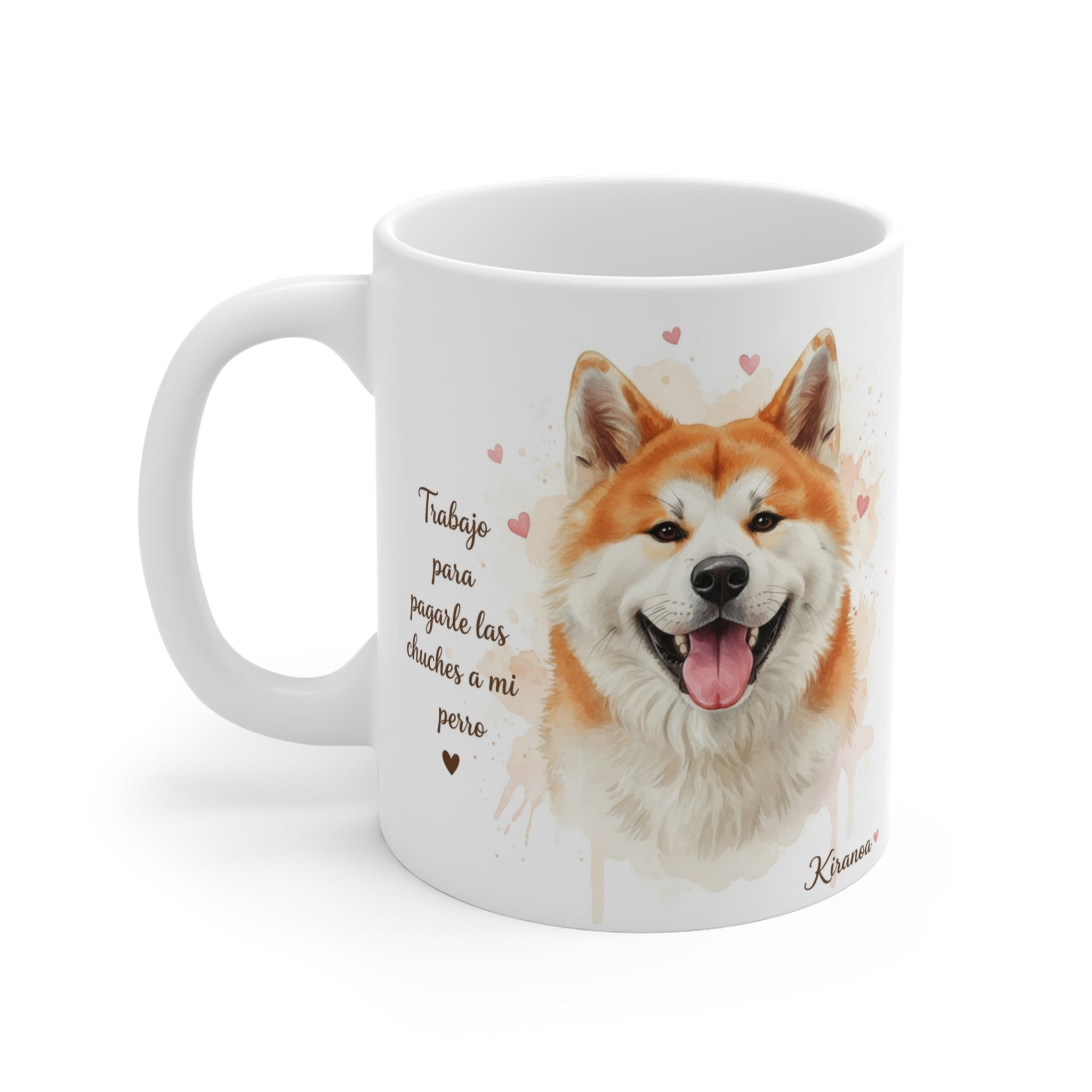 Taza de cerámica con diseño impreso parte trasera de un Akita