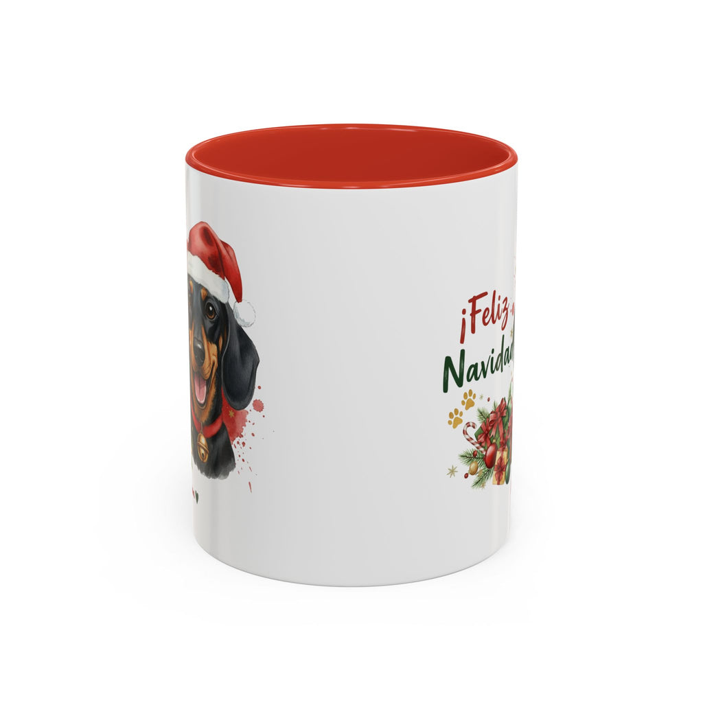 Taza Navideña Teckel Negro y Fuego | ¡Feliz Navidad!
