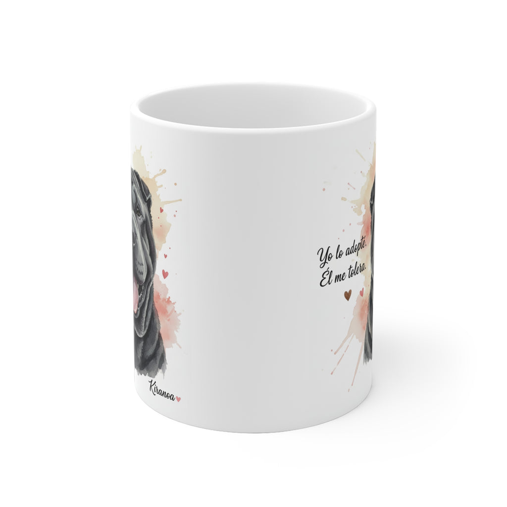 Taza cerámica Shar Pei Negro 325 ml – vista lateral