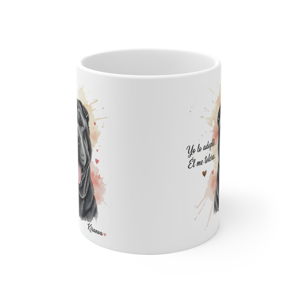 Taza cerámica Shar Pei Negro 325 ml – vista lateral