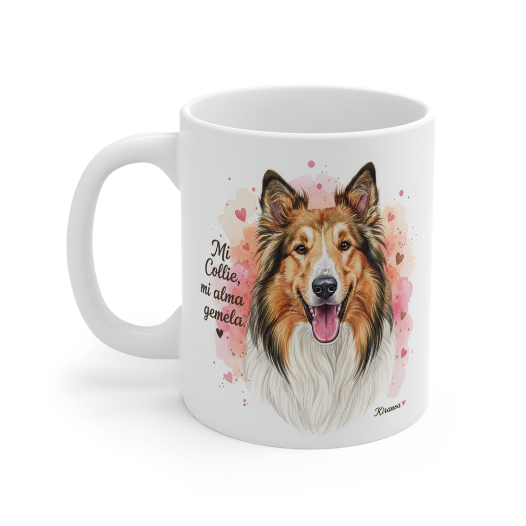 Taza cerámica Rough Collie con diseño impreso en ambas caras – vista trasera