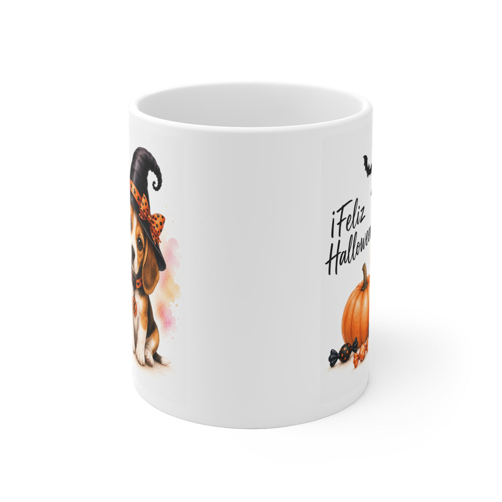 Taza cerámica Beagle 325 ml edición Halloween vista lateral Kiranoa