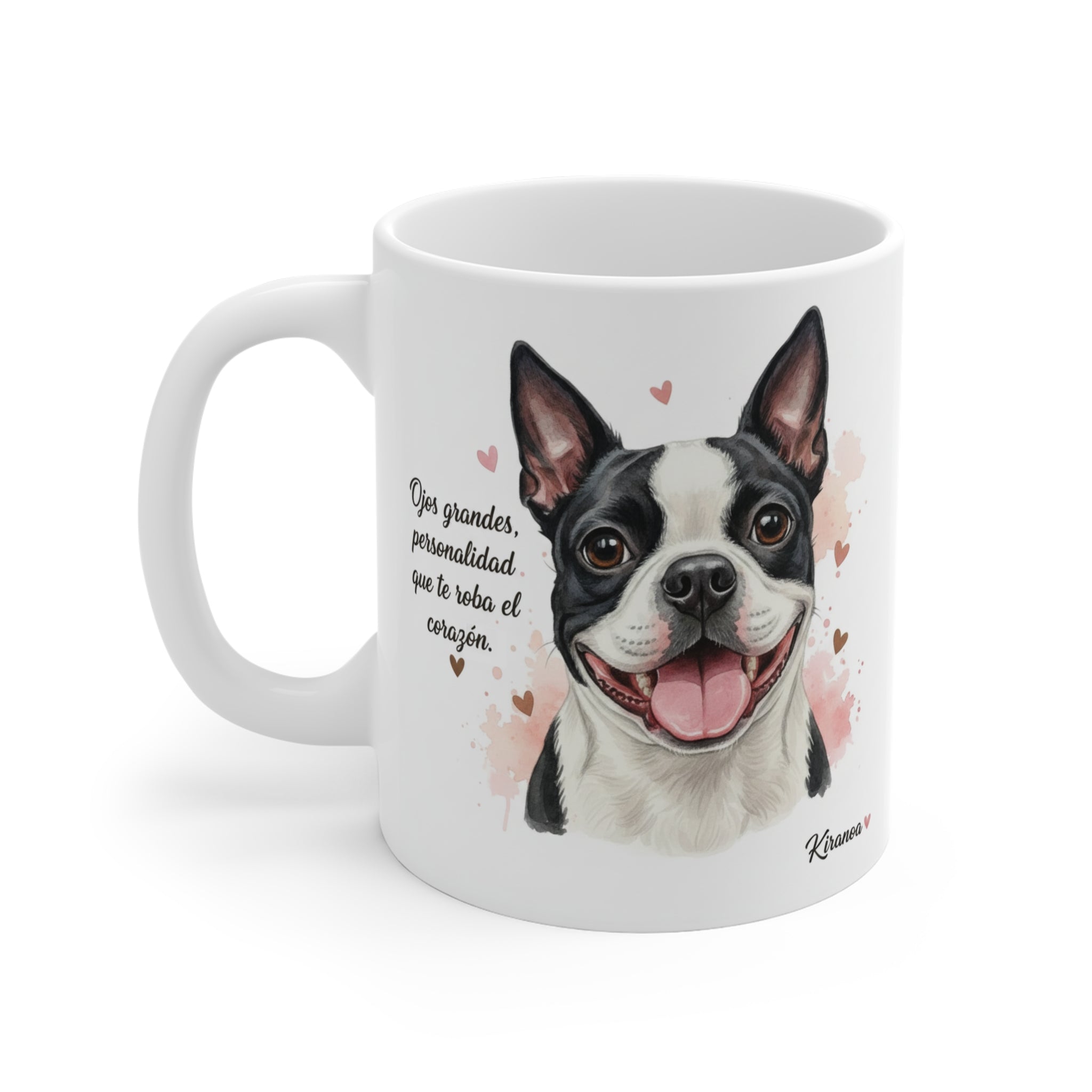 Taza cerámica Boston Terrier con diseño impreso en ambas caras – vista trasera