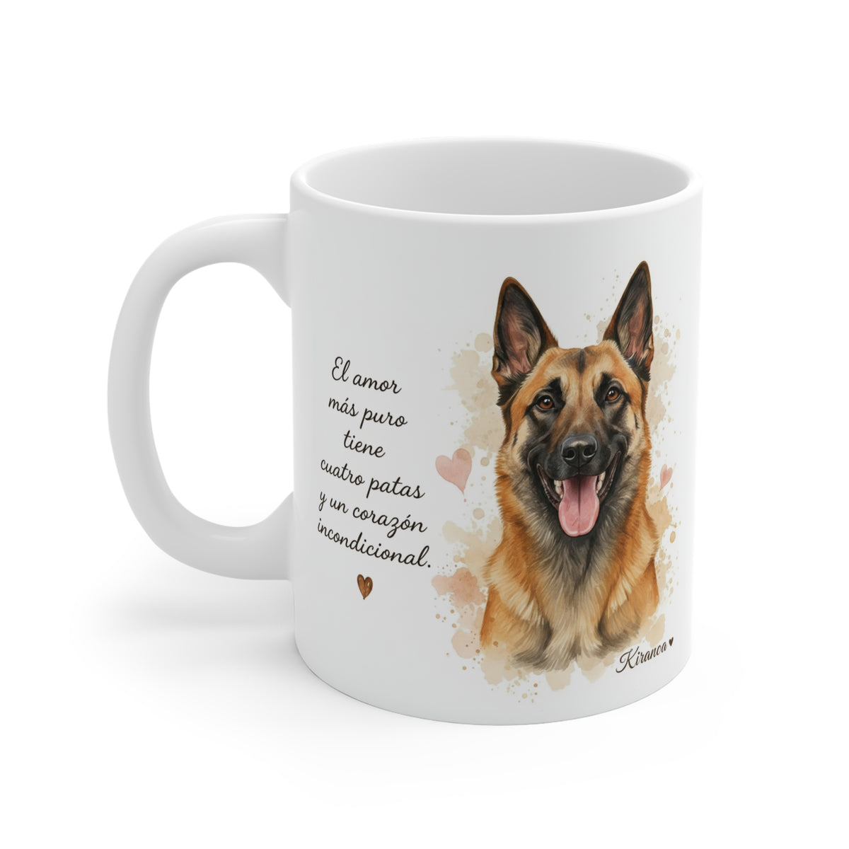 Taza cerámica Malinois Leonado con diseño impreso en ambas caras – vista trasera