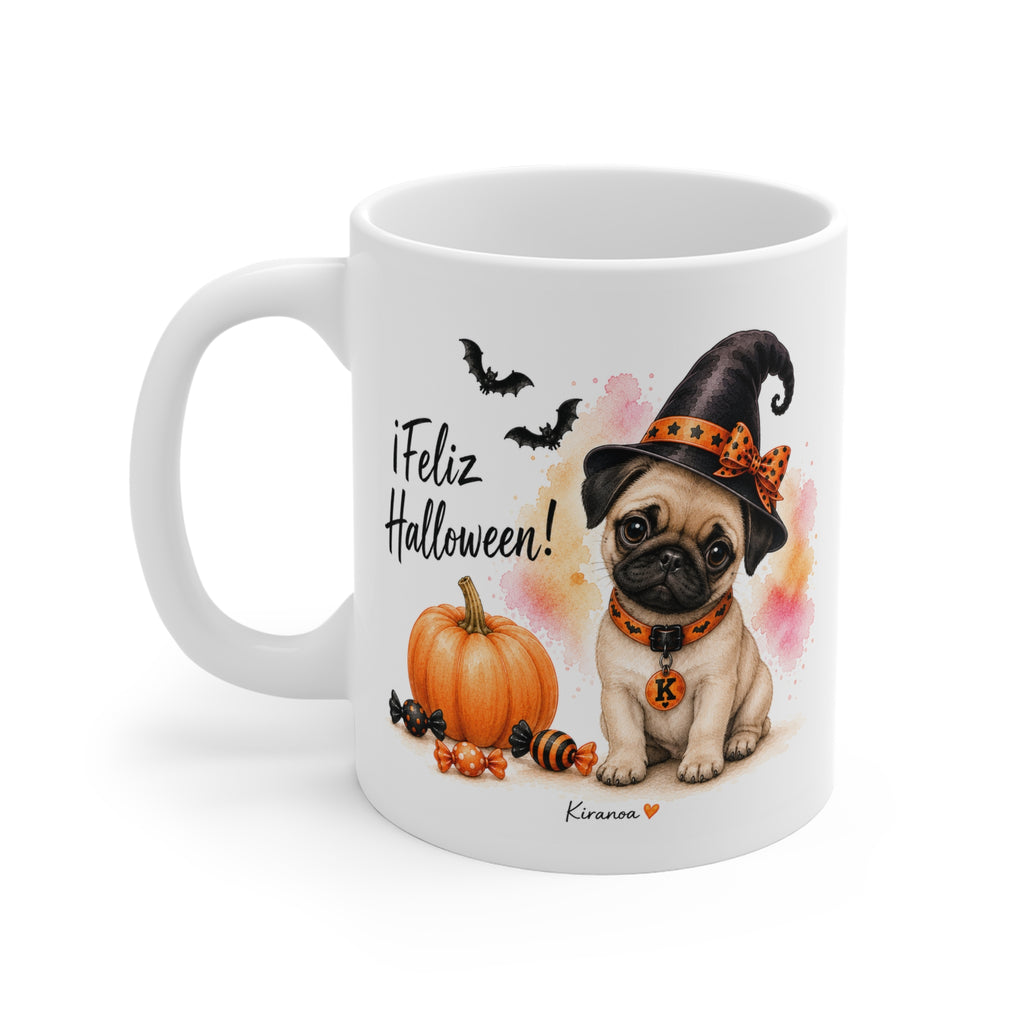 Taza cerámica Carlino Halloween con diseño impreso en ambas caras vista trasera Kiranoa