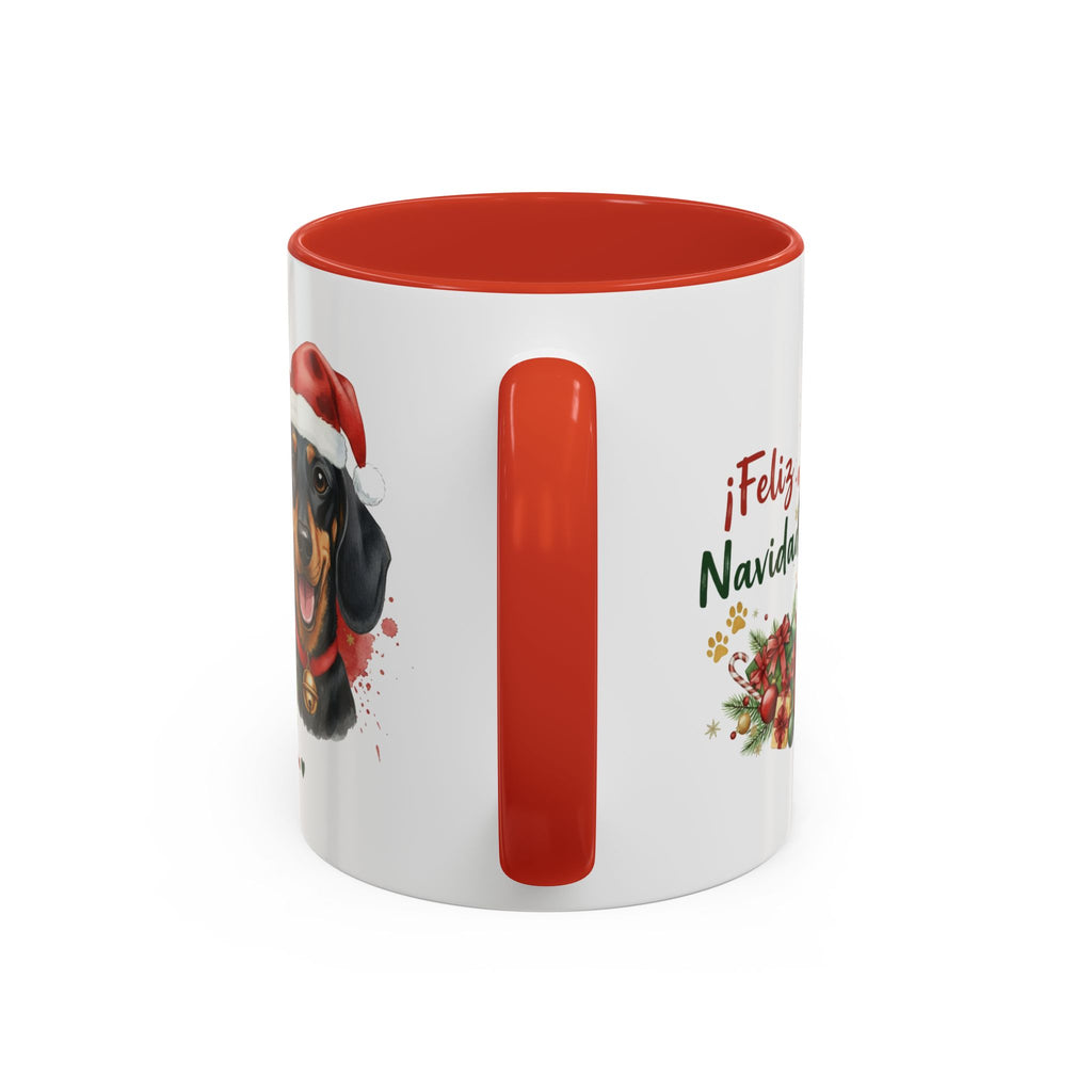 Taza Navideña Teckel Negro y Fuego | ¡Feliz Navidad!