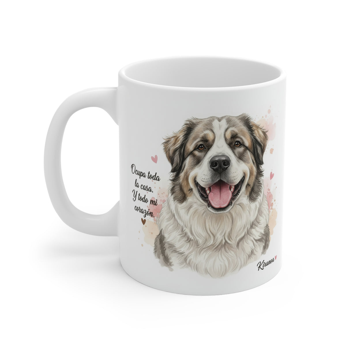 Taza cerámica Mastín del Pirineo con diseño impreso en ambas caras – vista trasera