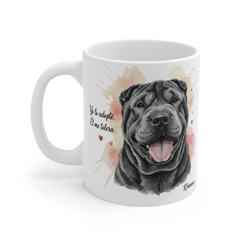 Taza cerámica Shar Pei Negro con diseño impreso en ambas caras – vista trasera
