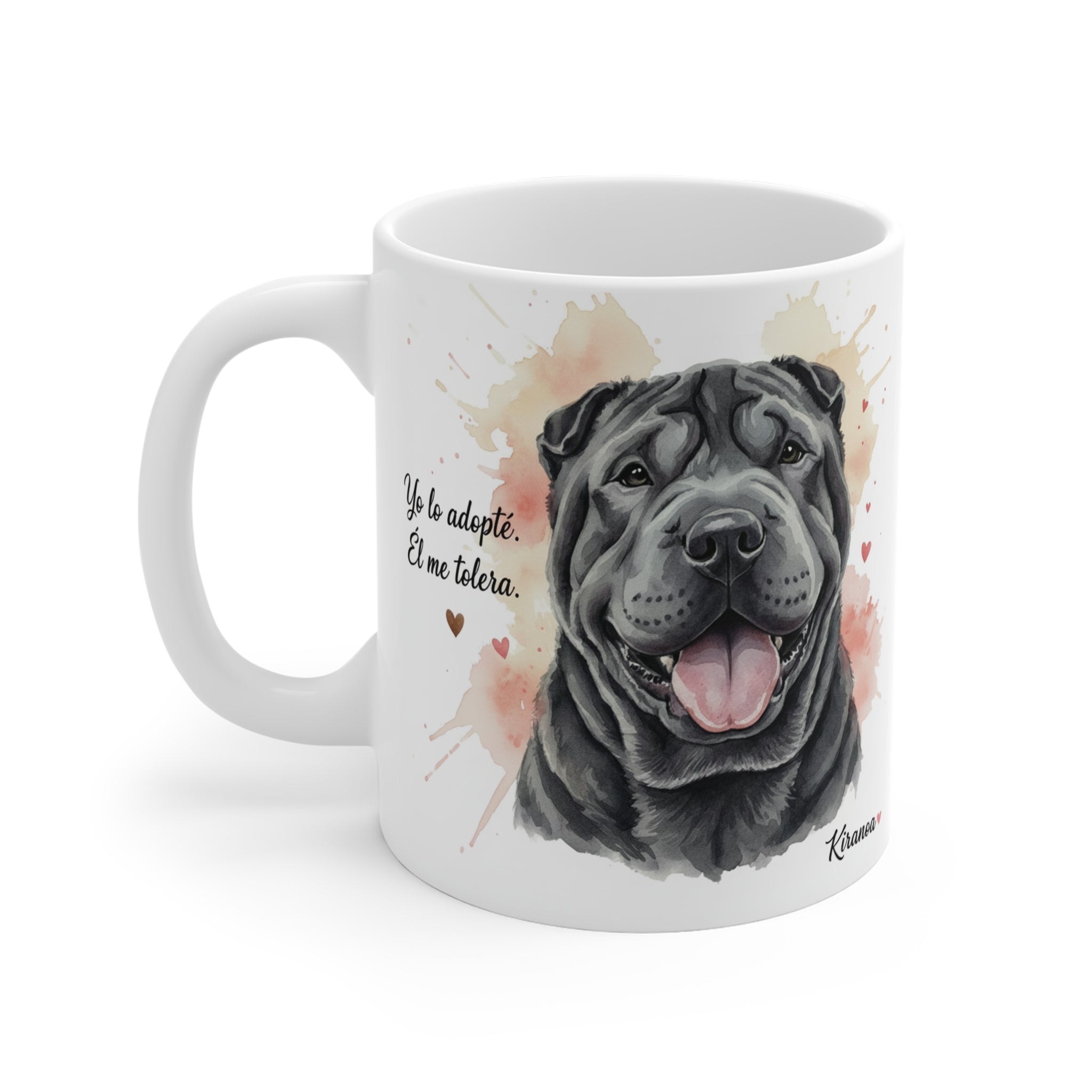 Taza cerámica Shar Pei Negro con diseño impreso en ambas caras – vista trasera