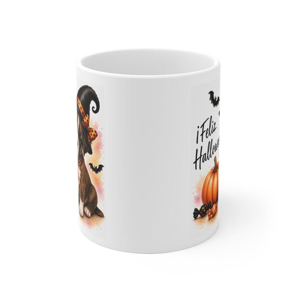 Taza cerámica Bóxer 325 ml edición Halloween vista lateral Kiranoa