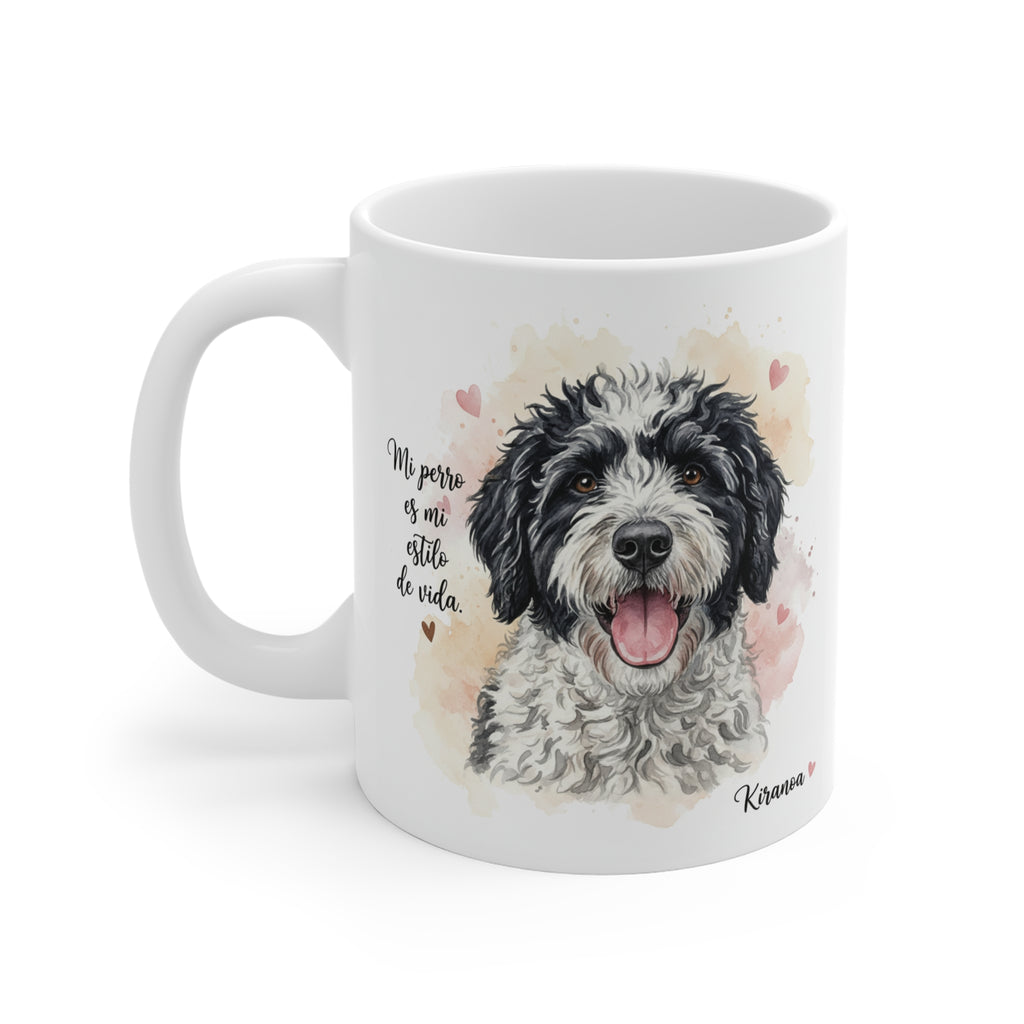 Taza cerámica Perro de Agua Español con diseño impreso en ambas caras – vista trasera