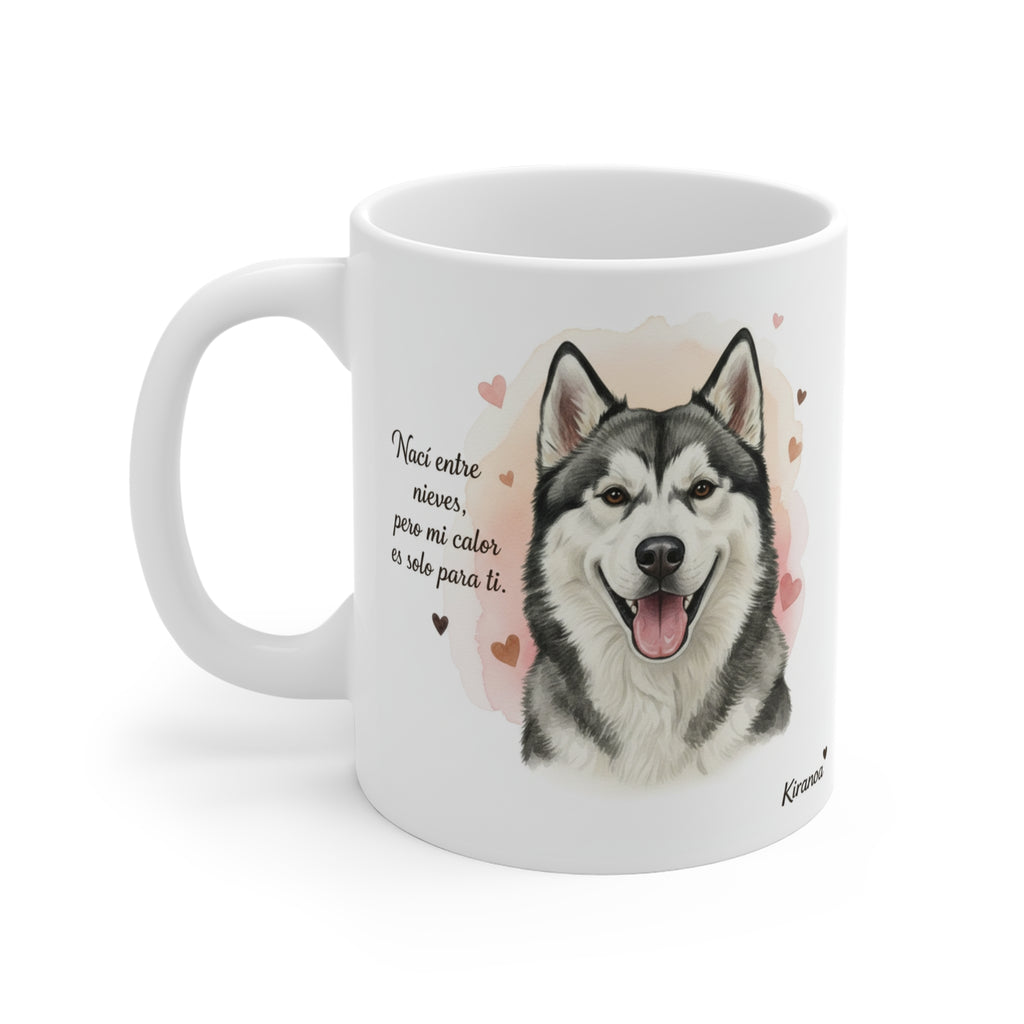 Taza cerámica Alaska Malamute con diseño impreso en ambas caras – vista trasera