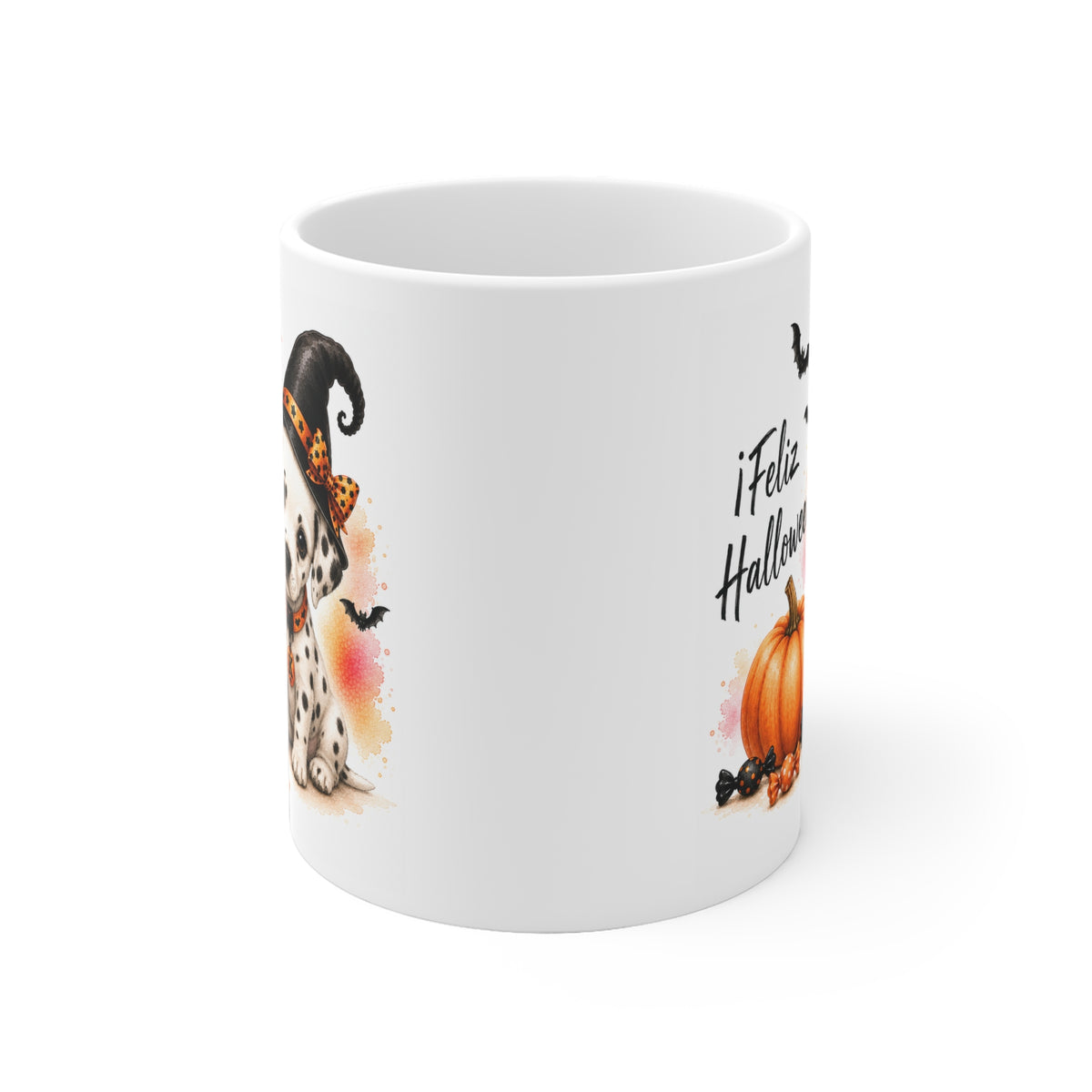 Taza cerámica Dálmata 325 ml edición Halloween vista lateral Kiranoa
