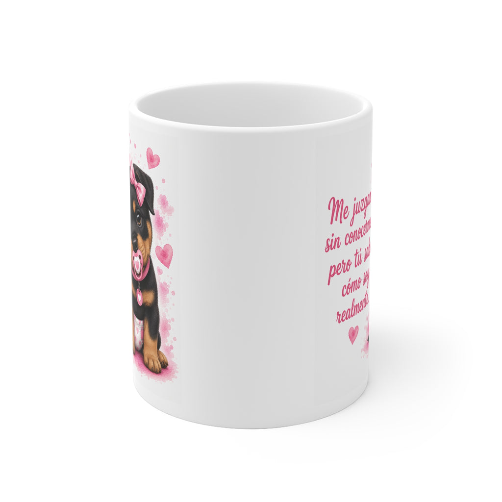 Taza cerámica Rottweiler Pink 325 ml – vista lateral