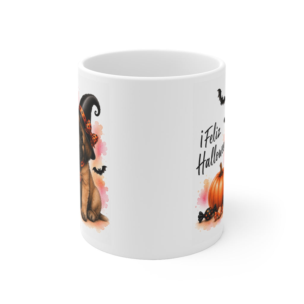 Taza cerámica Leonberger 325 ml edición Halloween vista lateral Kiranoa
