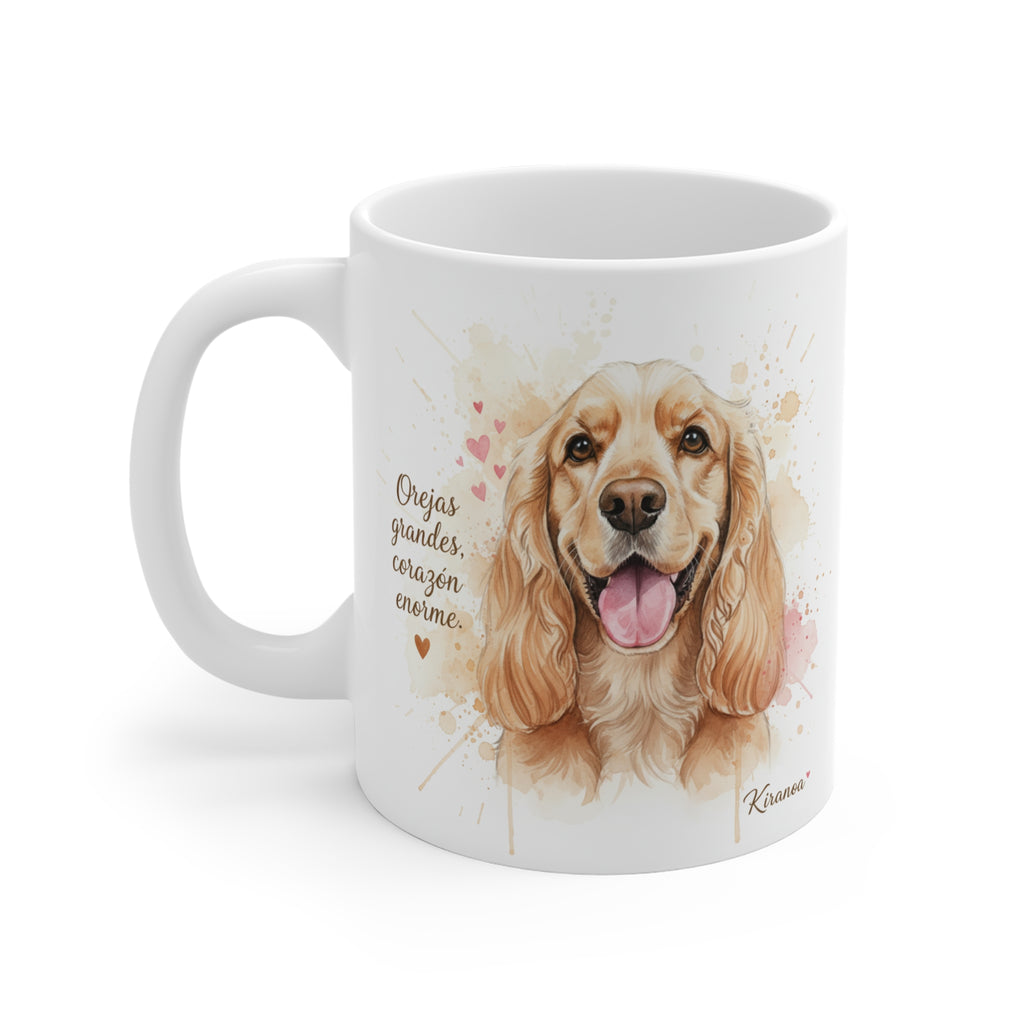 Taza cerámica Cocker Spaniel con diseño impreso en ambas caras – vista trasera