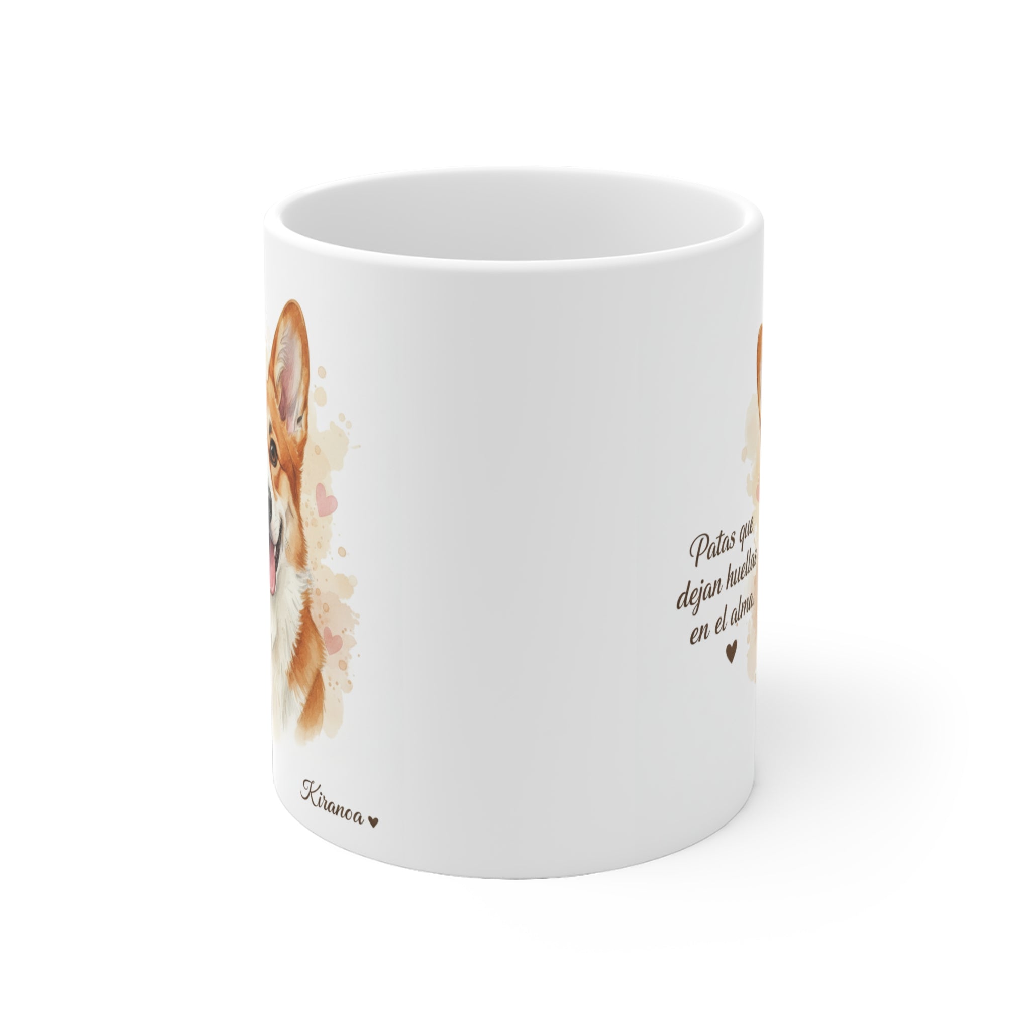 Taza Corgi vista lateral — cerámica 325 ml — Kiranoa
