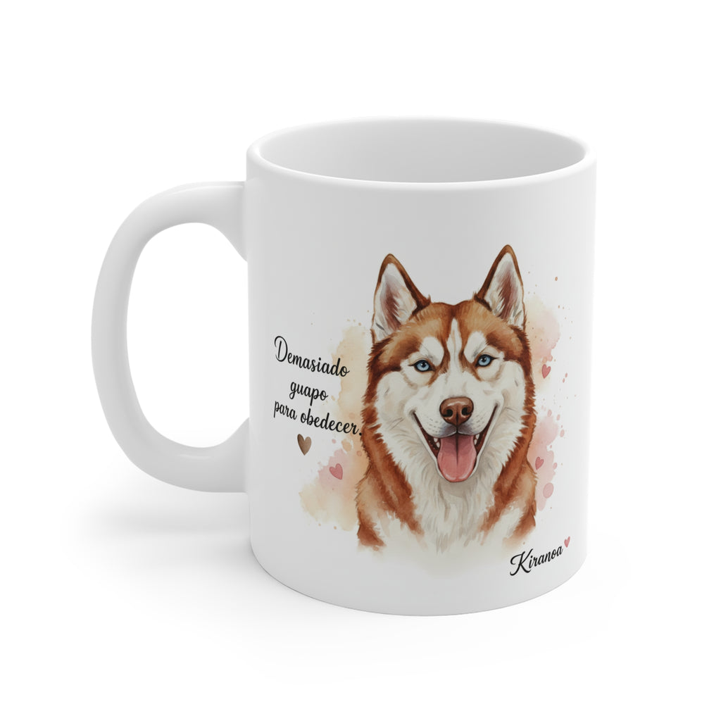 Taza cerámica Husky Siberiano Rojizo con diseño impreso en ambas caras – vista trasera