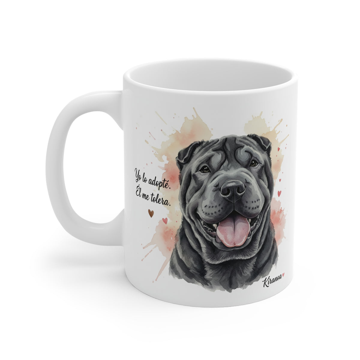 Taza cerámica Shar Pei Negro con diseño impreso en ambas caras – vista trasera