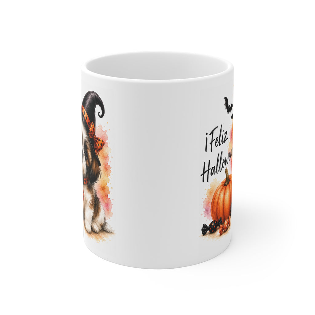 Taza cerámica Shih Tzu 325 ml edición Halloween vista lateral Kiranoa