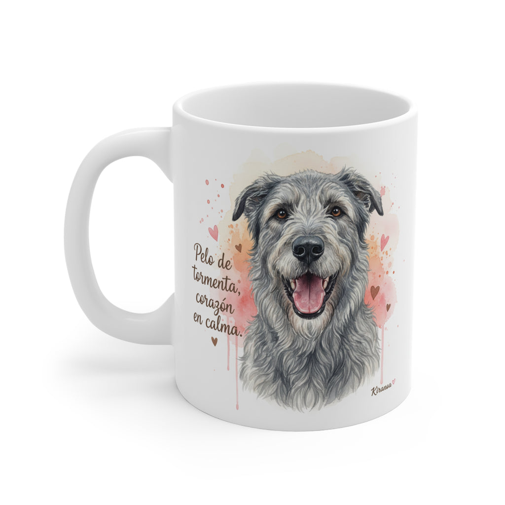 Taza Irish Wolfhound | Pelo de tormenta corazón en calma