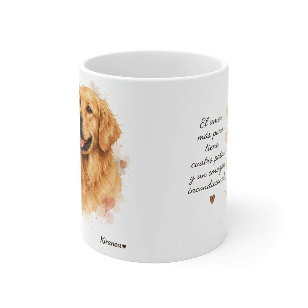 Taza Golden Retriever vista lateral — cerámica 325 ml — Kiranoa