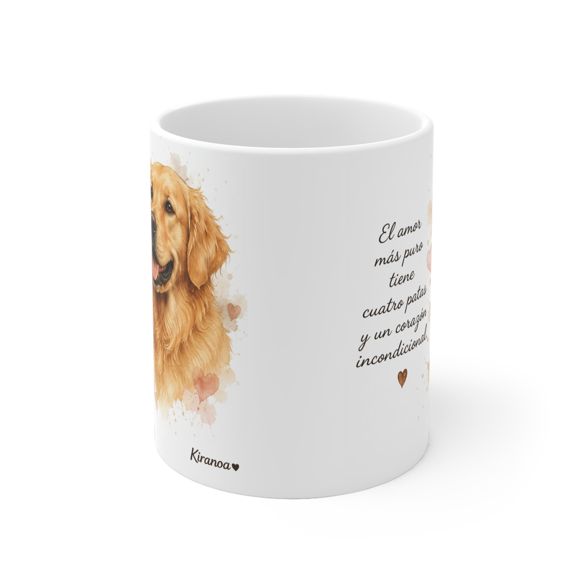 Taza Golden Retriever vista lateral — cerámica 325 ml — Kiranoa