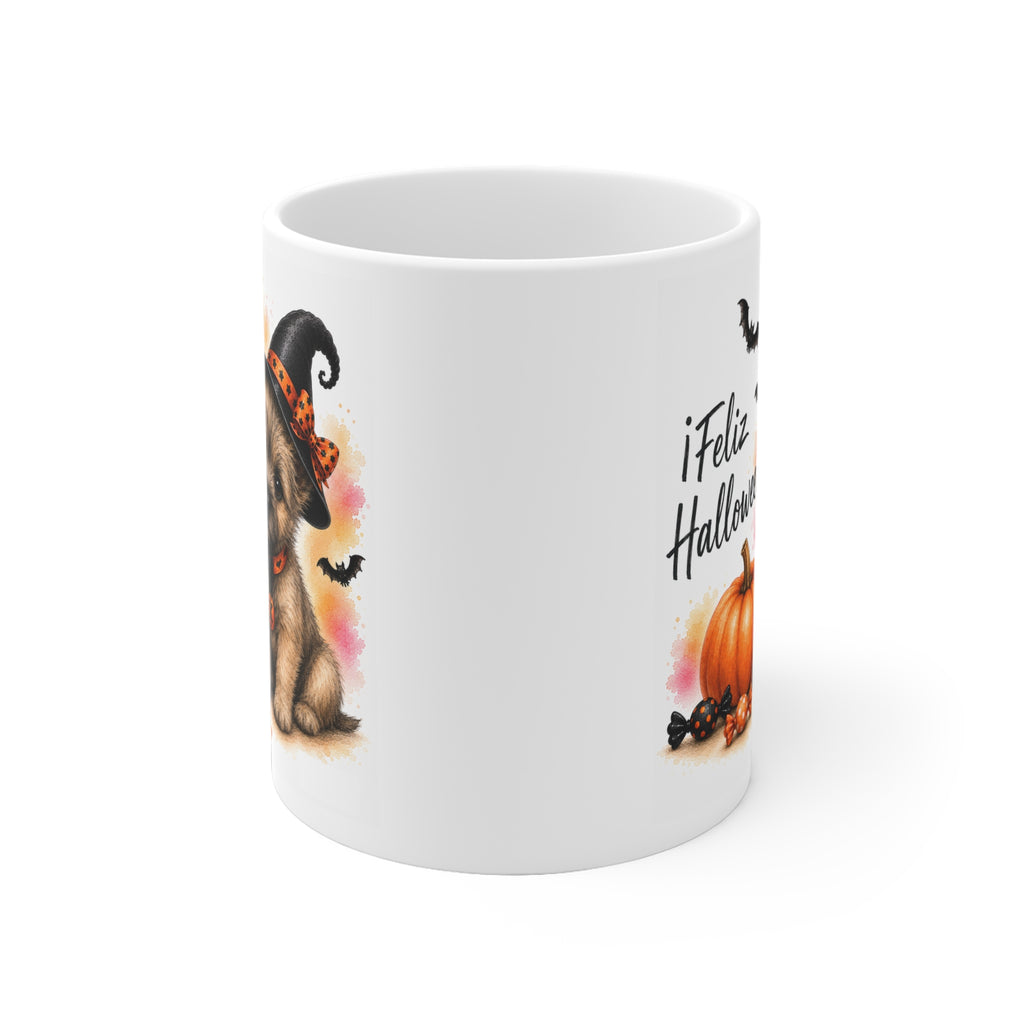 Taza cerámica Cairn Terrier 325 ml edición Halloween vista lateral Kiranoa