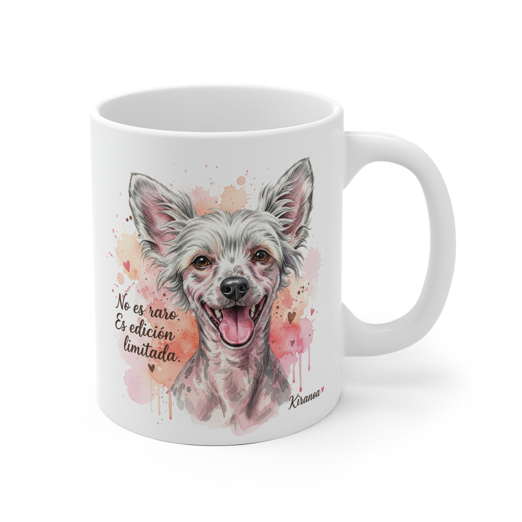 Taza cerámica Crestado Chino con frase No es raro es edición limitada – vista frontal
