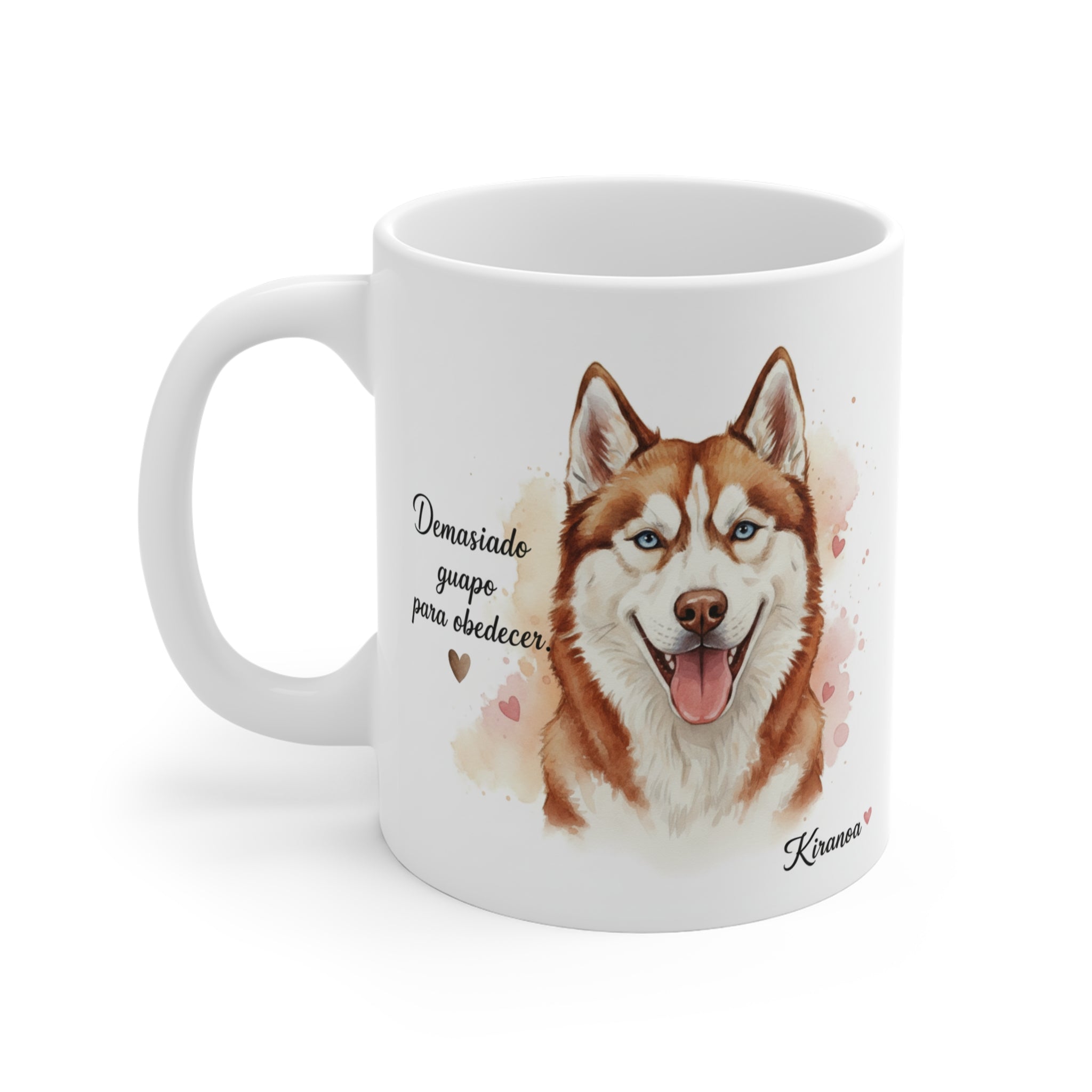 Taza Husky Siberiano cara trasera — diseño impreso en ambas caras — Kiranoa
