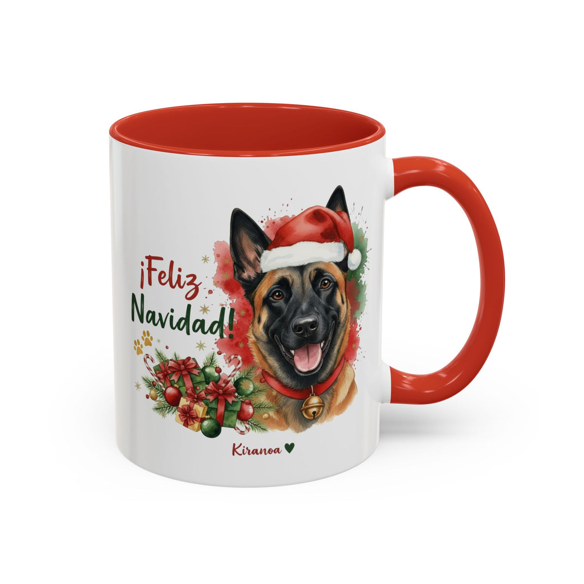 Taza Navideña Pastor Belga Malinois | ¡Feliz Navidad!
