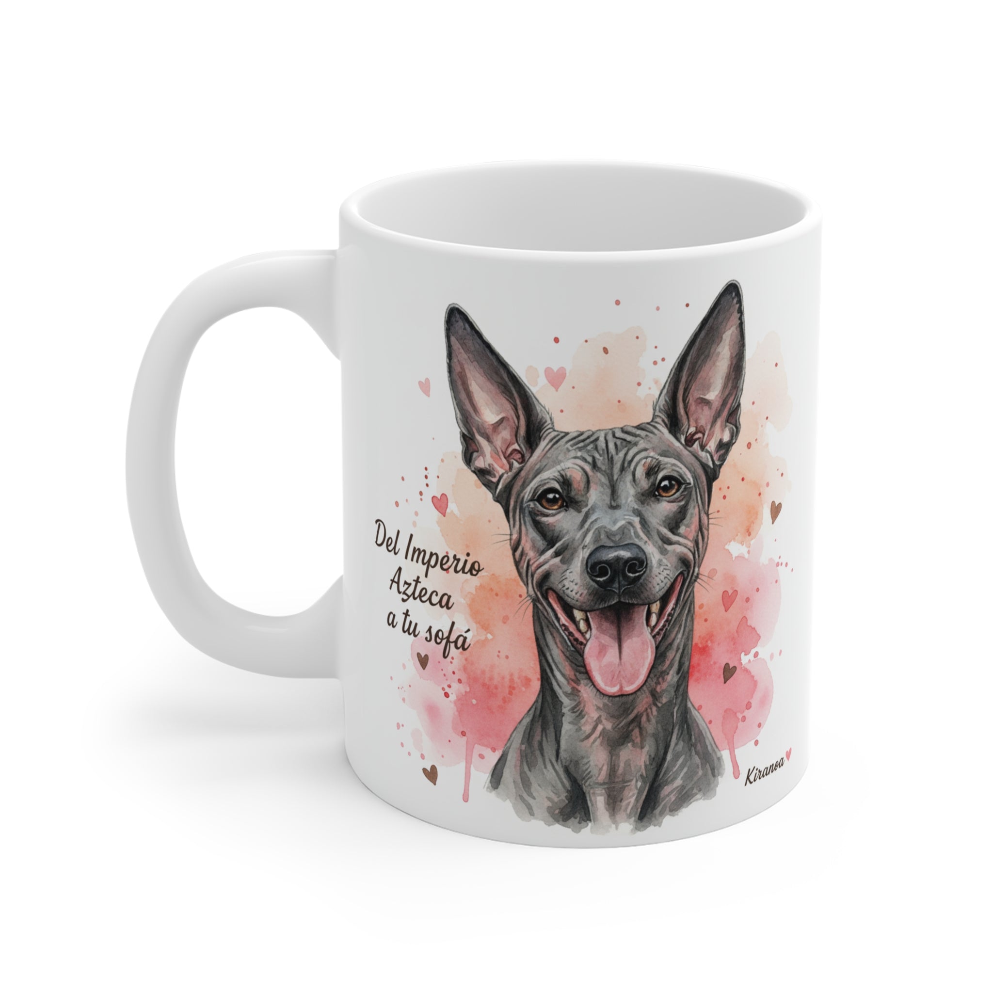 Taza cerámica Xoloitzcuintle con diseño impreso en ambas caras – vista trasera
