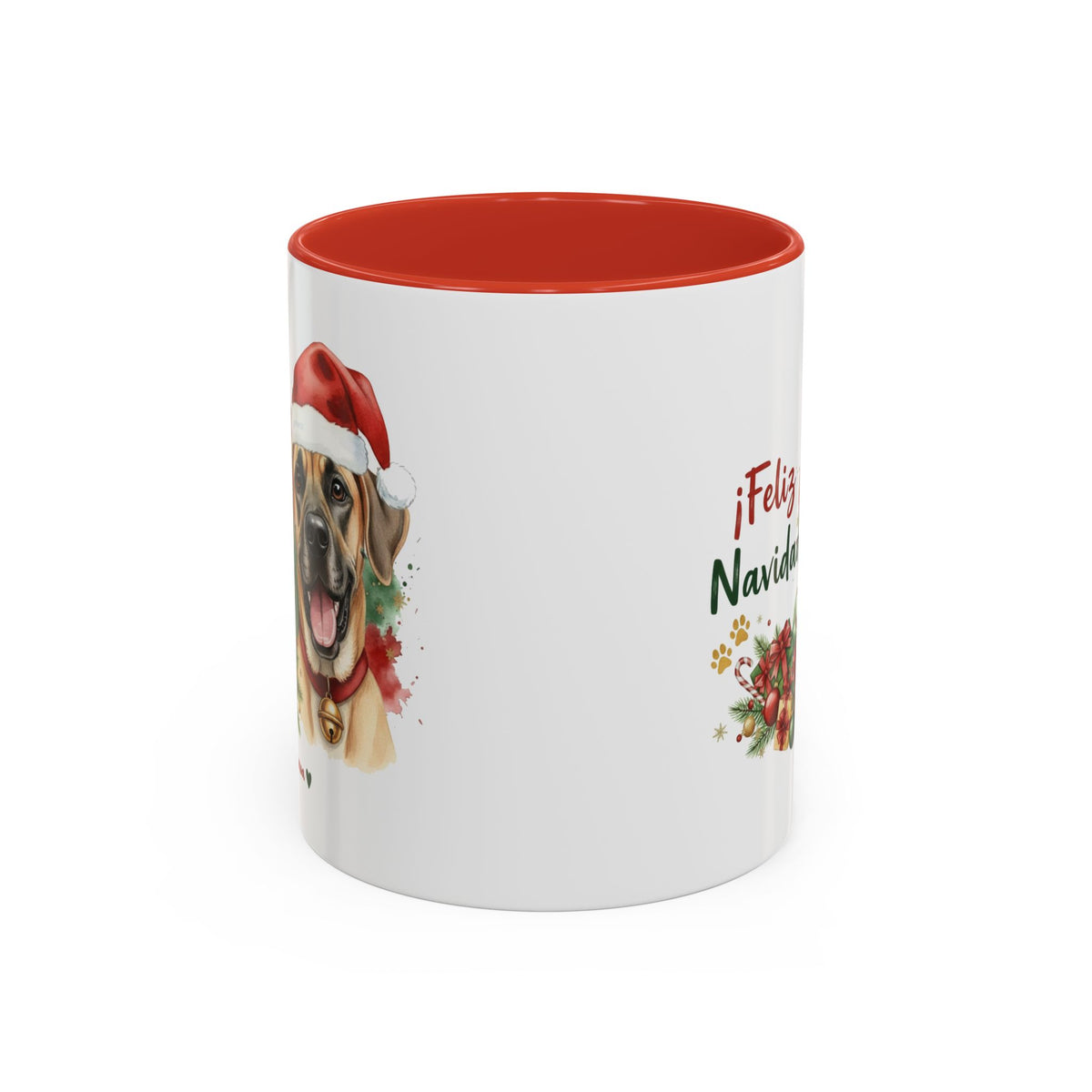 Taza Navideña Gran Danés con diseño navideño impreso vista lateral Kiranoa