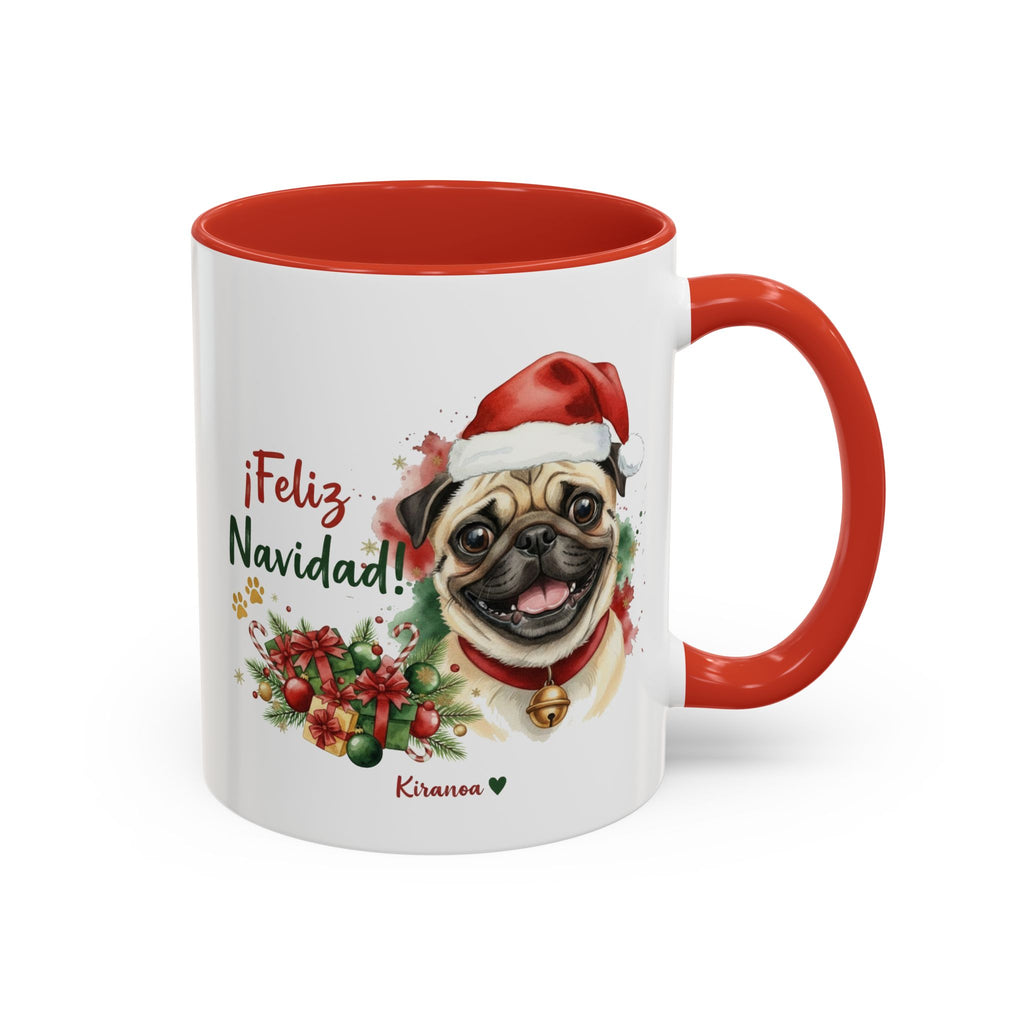 Taza Navideña Carlino con frase ¡Feliz Navidad! vista frontal Kiranoa