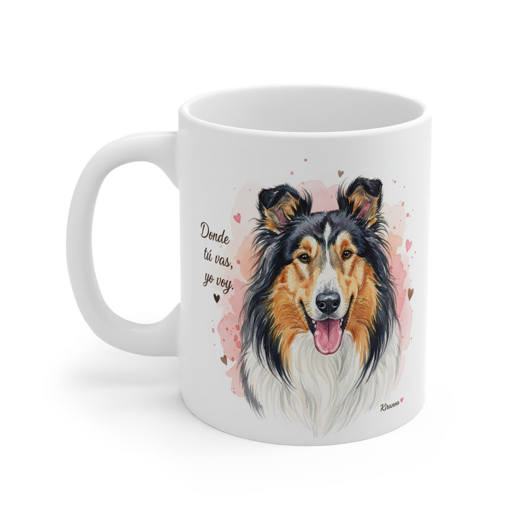 Taza cerámica Collie con diseño impreso en ambas caras – vista trasera